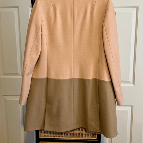 French Connection Pink and Camel Colorblocked Coat | US 6 - Picture 3 of 4